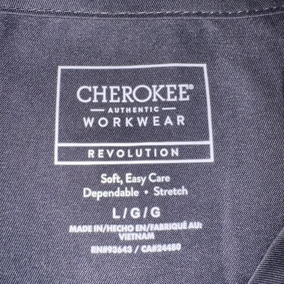 Cherokee Workwear Gray V-Neck Scrub Top - Picture 2 of 2